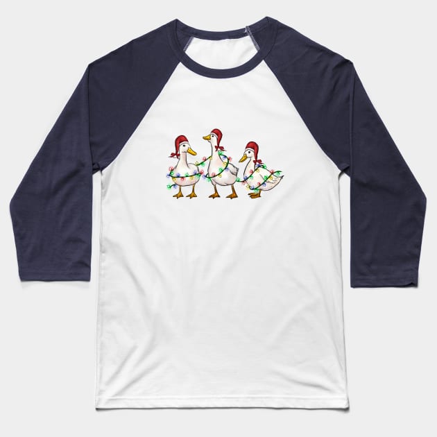 Christmas Ducks Baseball T-Shirt by Nessanya